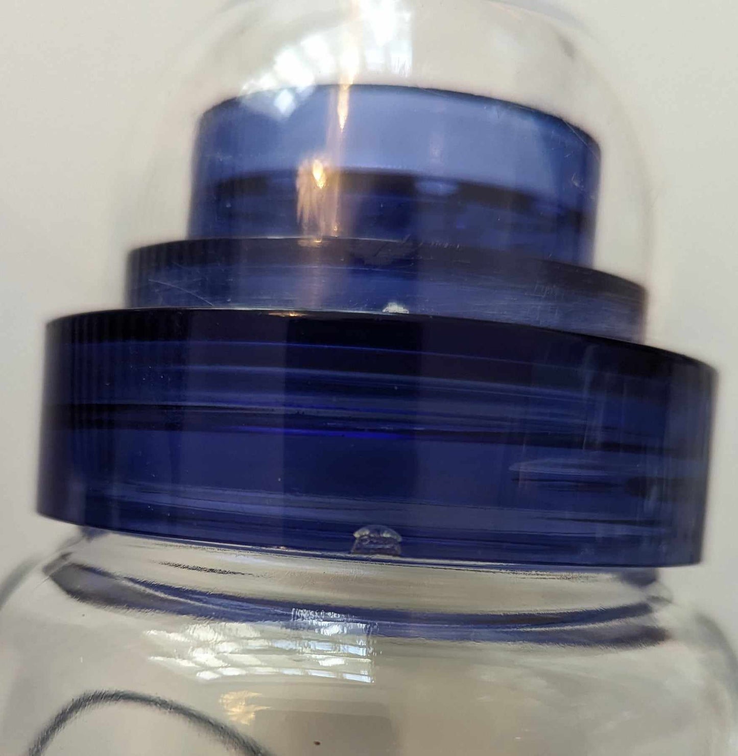 Vintage Luigi Bormioli Cocktail Party Blue - shaker and measuring jug in glass and lucite