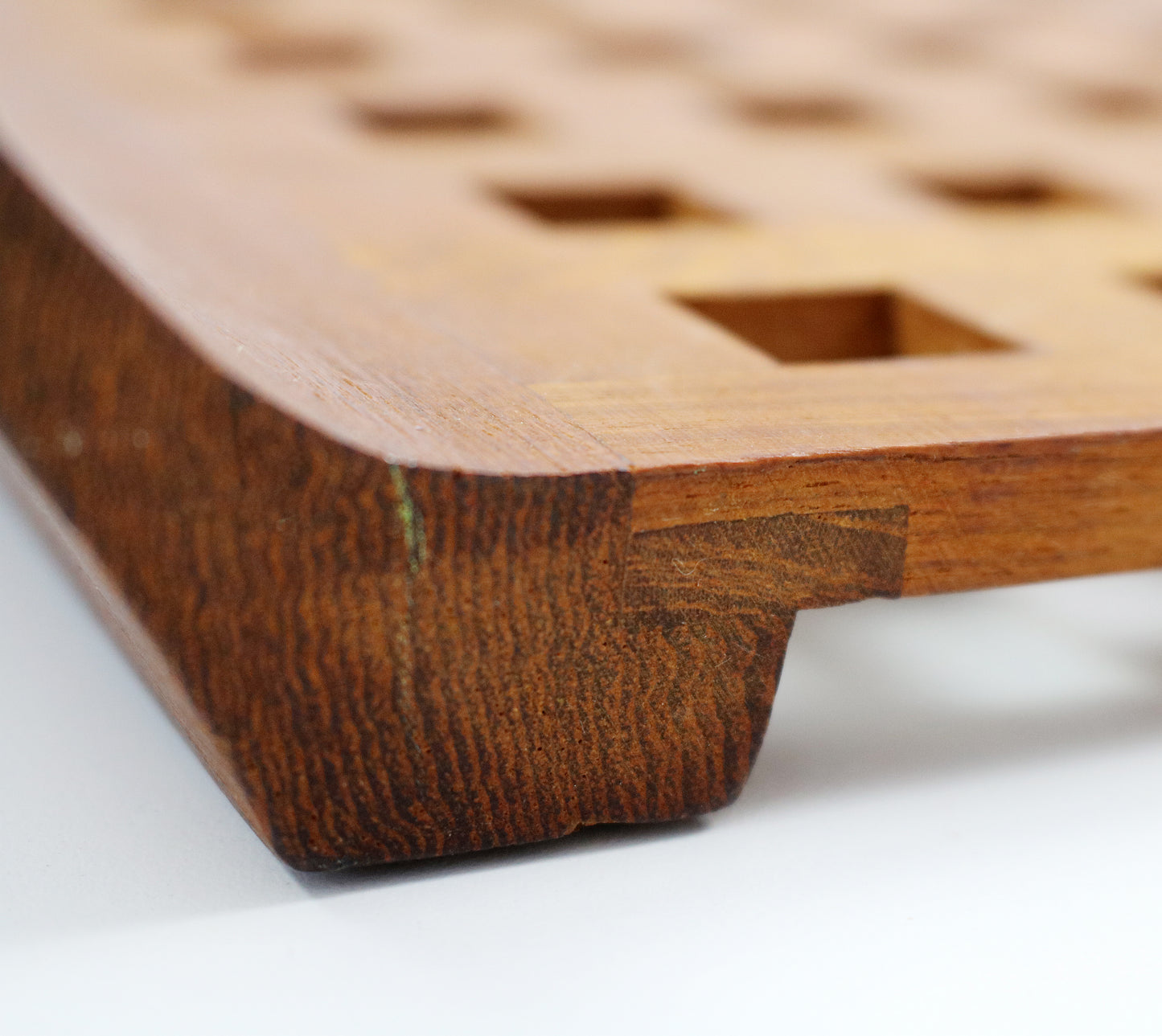 Jens Quistgaard Dansk Designs lattice teak and glass dish serving tray Signed JHQ