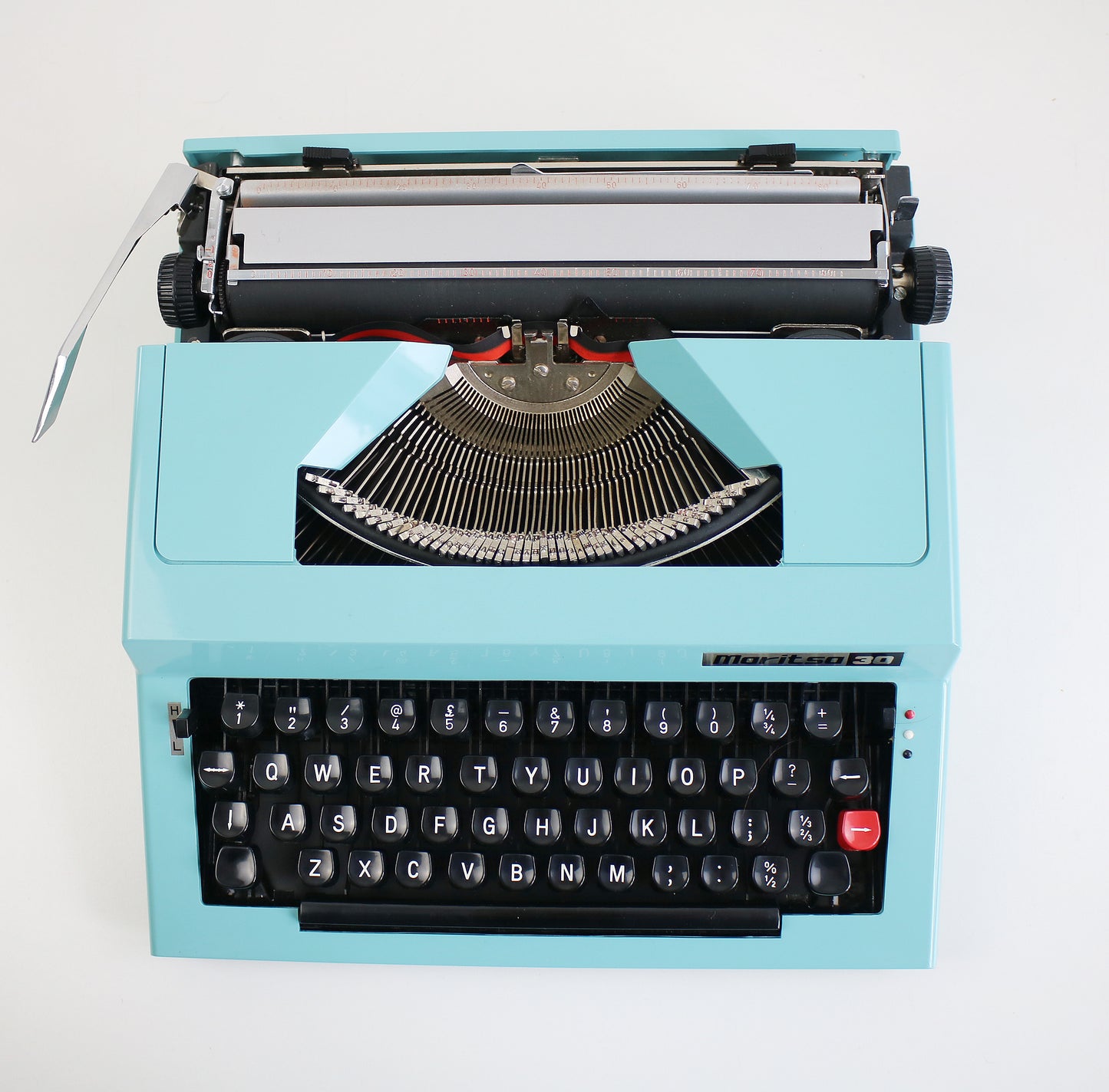 Modernist Maritsa 30 typewriter with cover - blue and black - working conditon