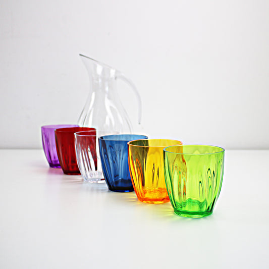 Retired Guzzini acrylic jug and six tumbler set - garden picnic outdoor dining