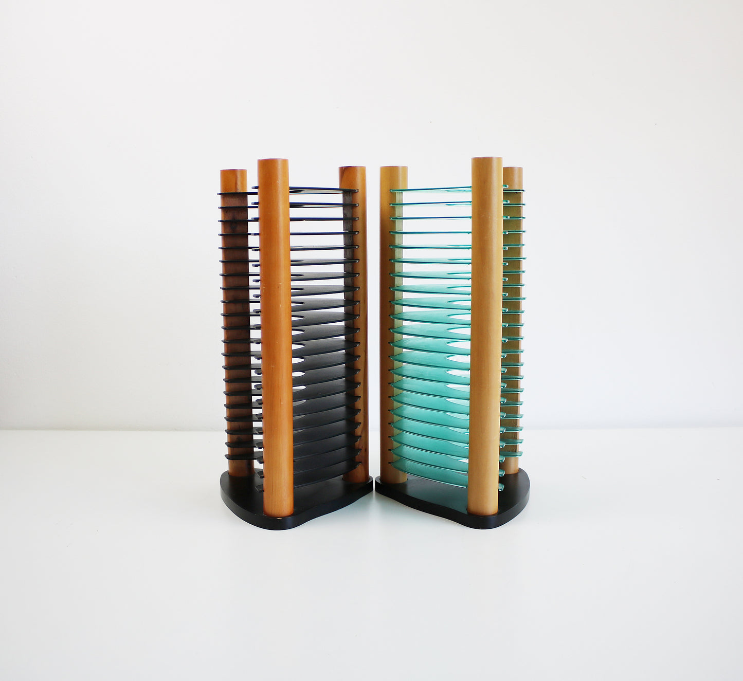1990s Y2K CD tower / storage rack in wood and acrylic - postmodern design