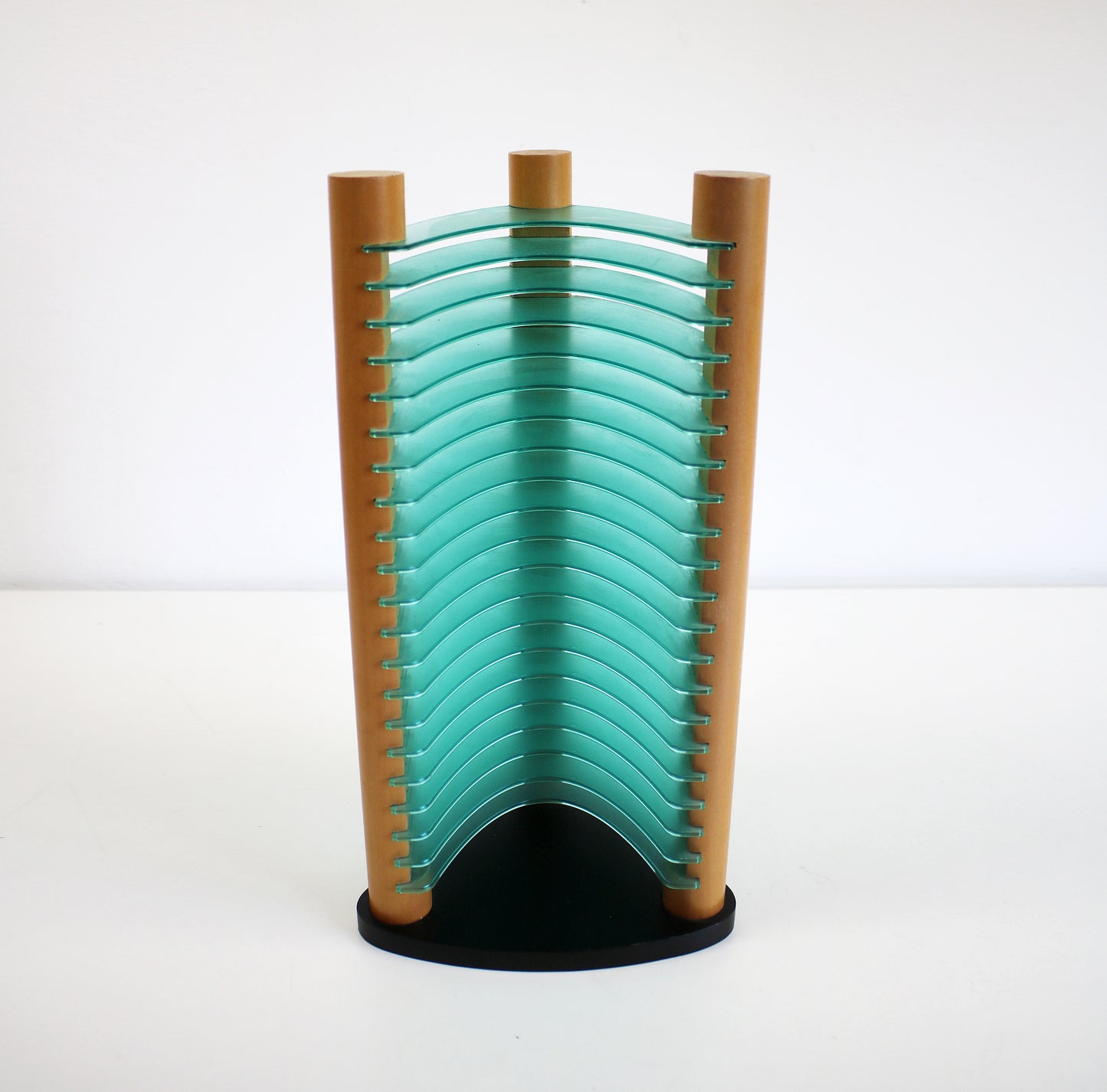 1990s Y2K CD tower / storage rack in wood and acrylic - postmodern design