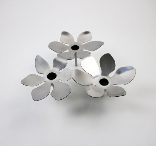 Retired preloved Stockholm candle holder in silver by Monika Mulder for IKEA 2006