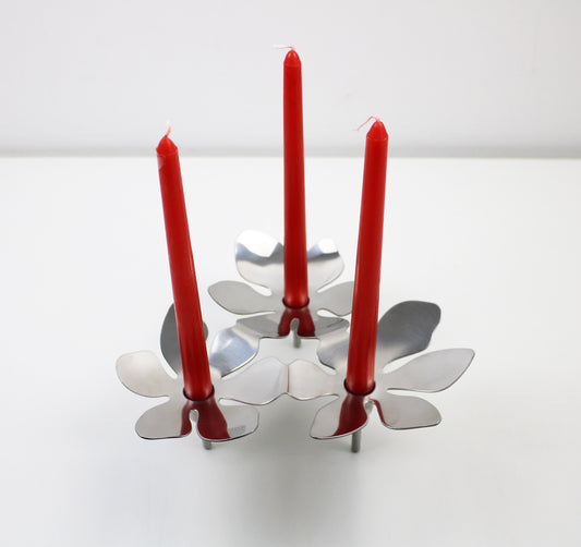 Retired preloved Stockholm candle holder in silver by Monika Mulder for IKEA 2006