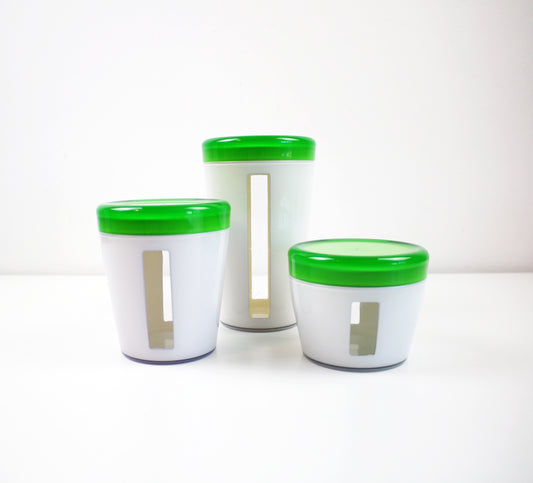 Preloved Italian acrylic canister set by Omada in green and white