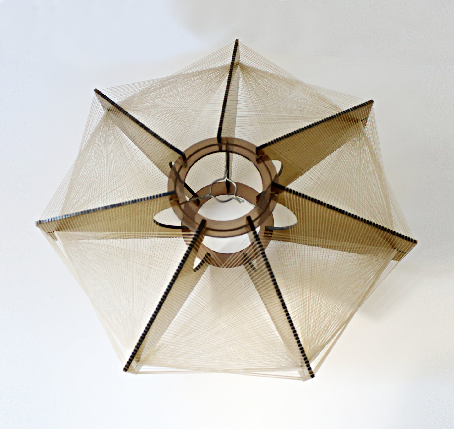 Paul Secon for Sompex mid century lucite / smoked perspex and nylon thread ceiling lampshade
