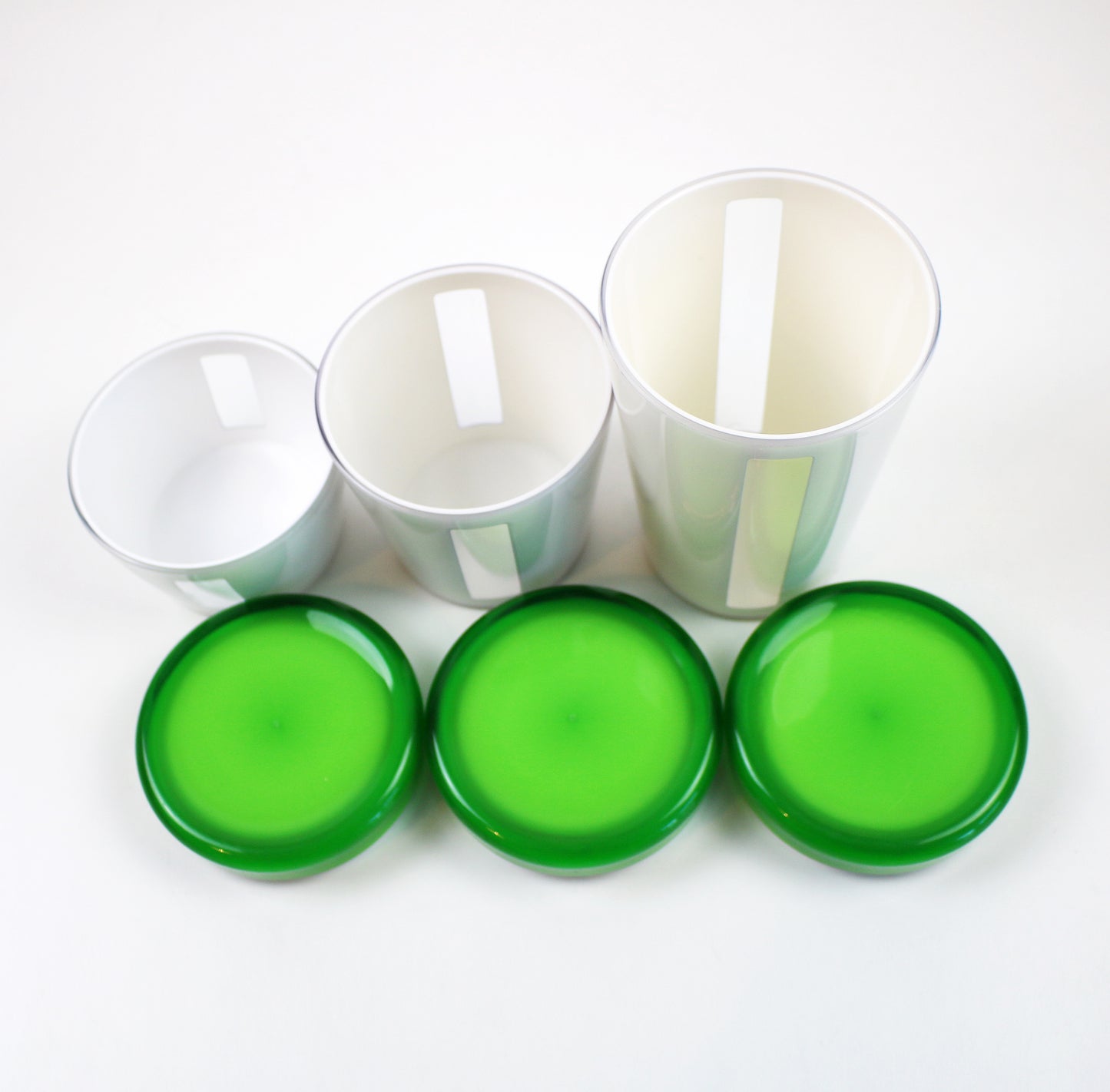Preloved Italian acrylic canister set by Omada in green and white