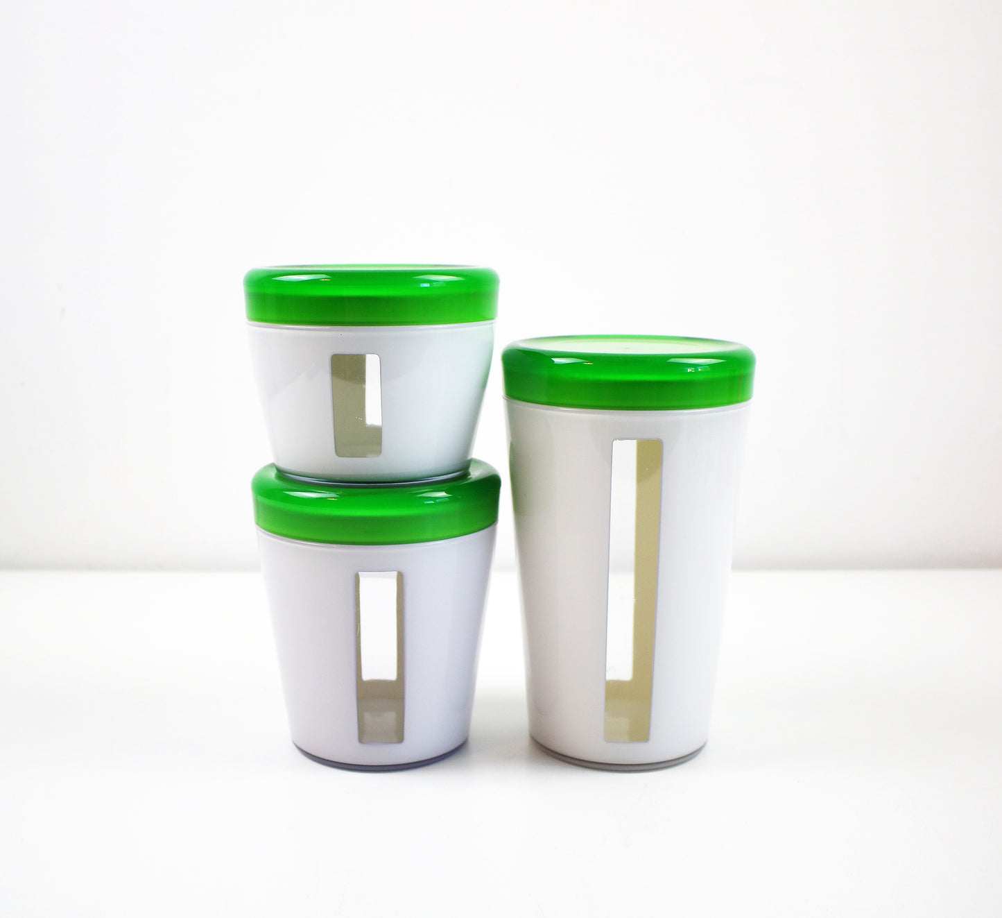 Preloved Italian acrylic canister set by Omada in green and white