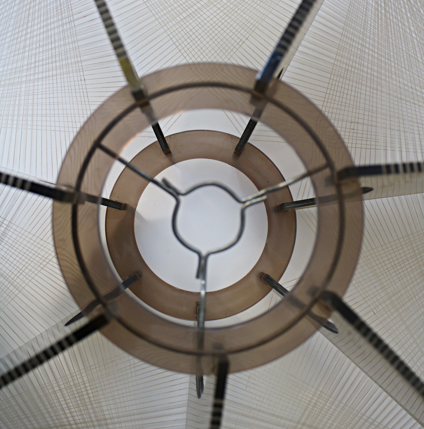 Paul Secon for Sompex mid century lucite / smoked perspex and nylon thread ceiling lampshade