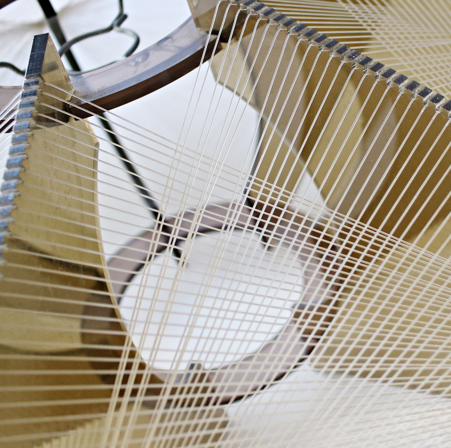 Paul Secon for Sompex mid century lucite / smoked perspex and nylon thread ceiling lampshade