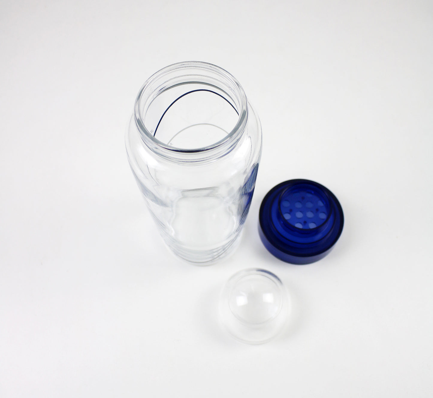 Vintage Luigi Bormioli Cocktail Party Blue - shaker and measuring jug in glass and lucite