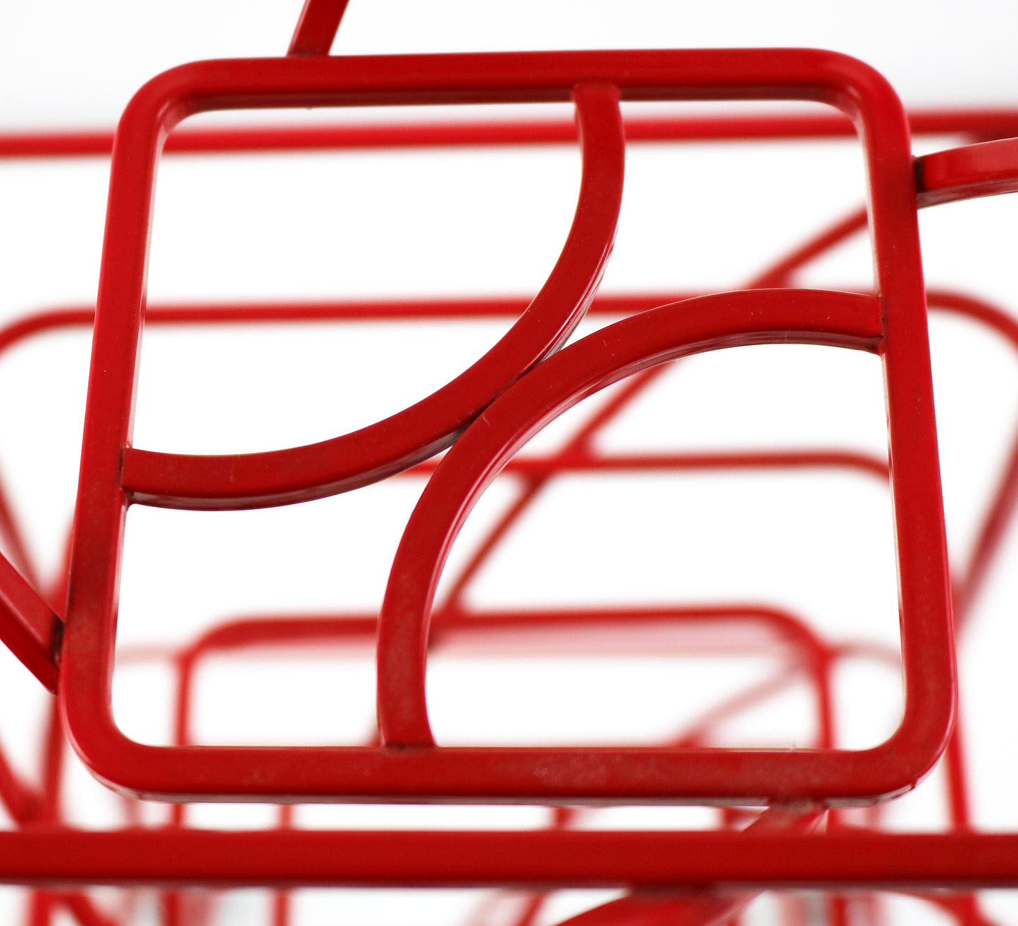 Preloved 3 tier fruit basket vegetable trolley - atomic revival red coated steel - late 20th century