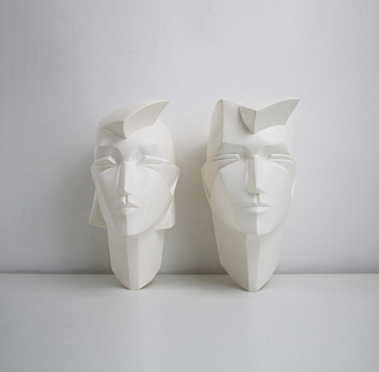 Original Lindsey B Brian or Brunhilde full face mannequin wall sculptures (stand also available) in white resin