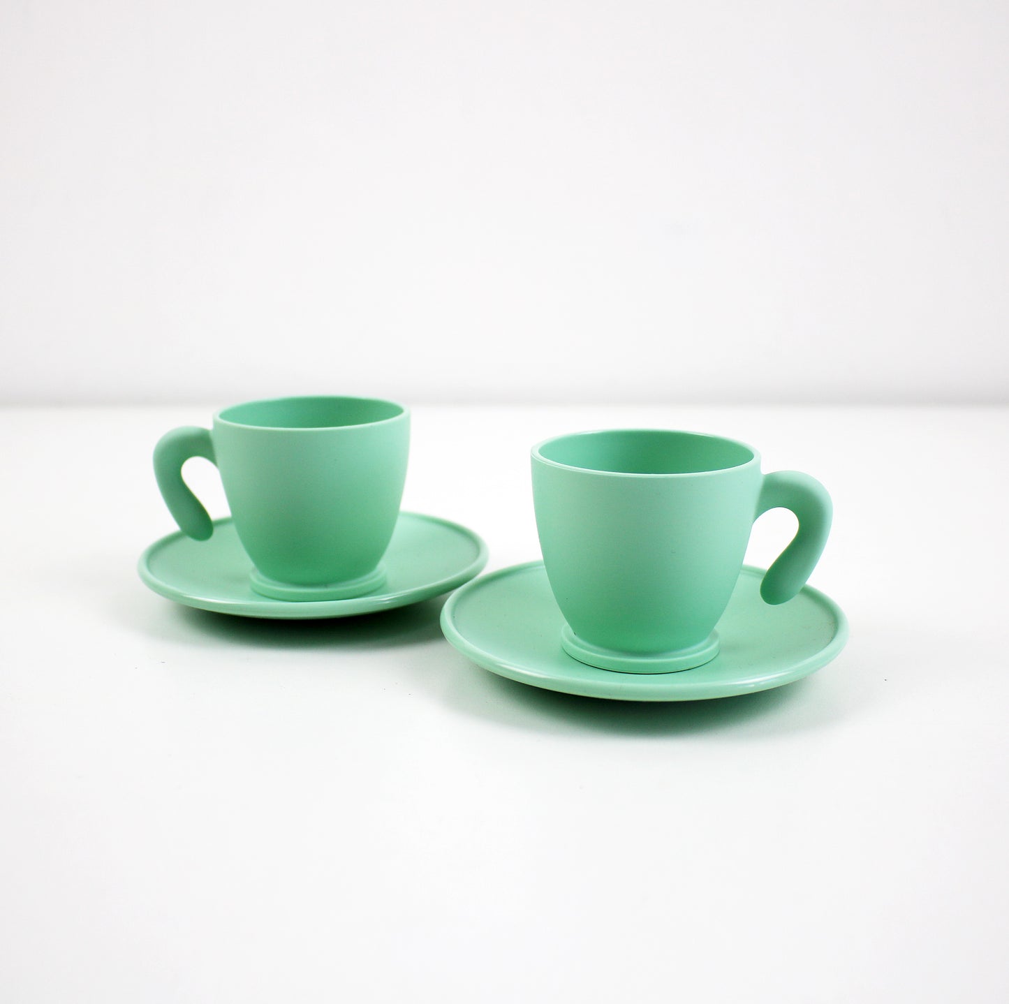 Vintage unused Guzzini espresso coffee set with tray - green.