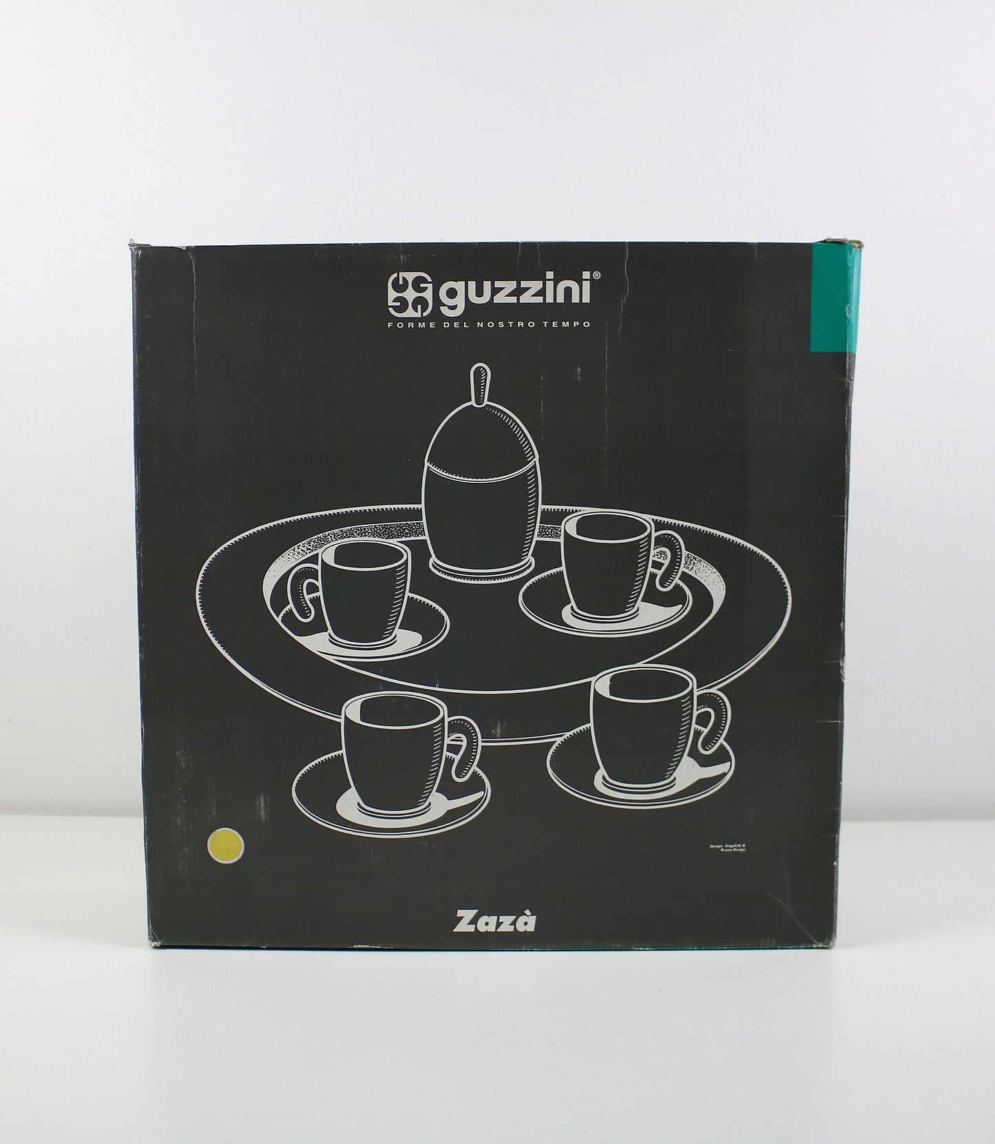 1990s Guzzini Zaza postmodern 4 person coffee set on tray by Angletti and Ruzza