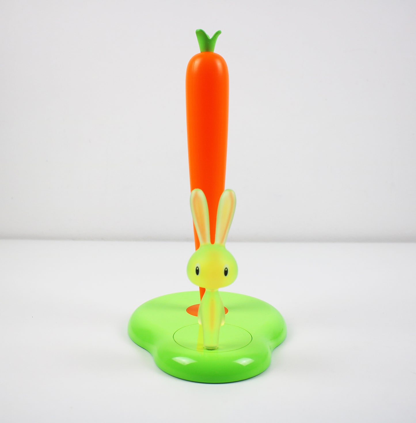 Preloved resin carrot and rabbit kitchen roll towel holder by Stefano Giovannoni for Alessi - note sizes.