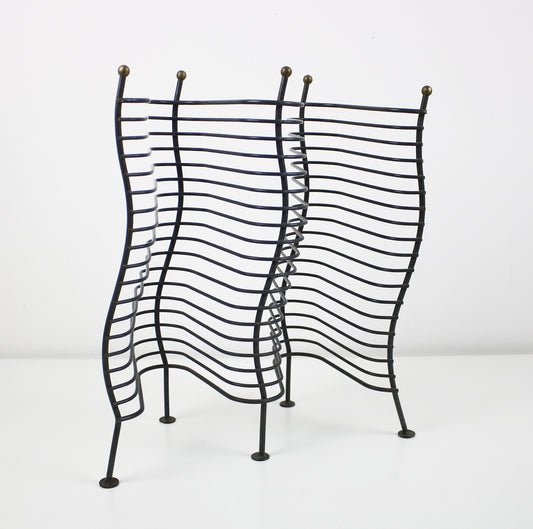 Postmodern wavy CD rack - gunmetal PRELOVED Rare item