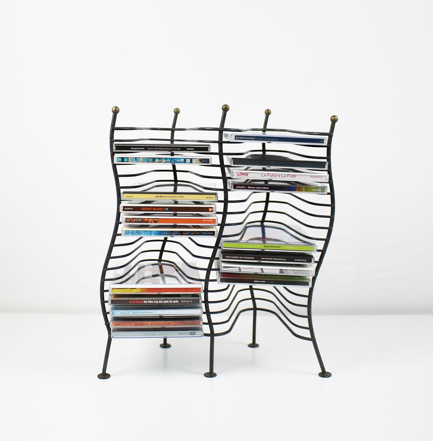 Postmodern wavy CD rack - gunmetal PRELOVED Rare item