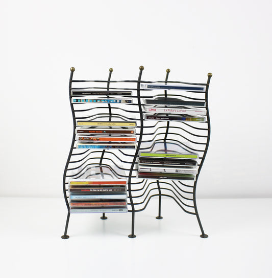 Postmodern wavy CD rack - gunmetal PRELOVED Rare item