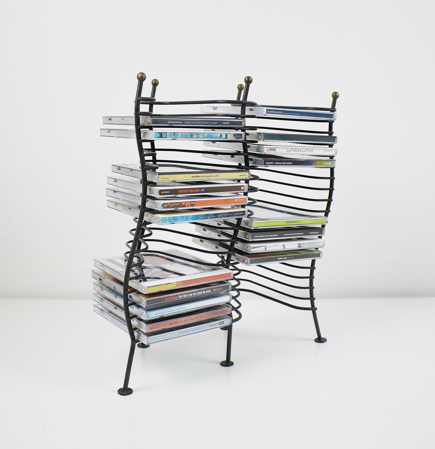 Postmodern wavy CD rack - gunmetal PRELOVED Rare item