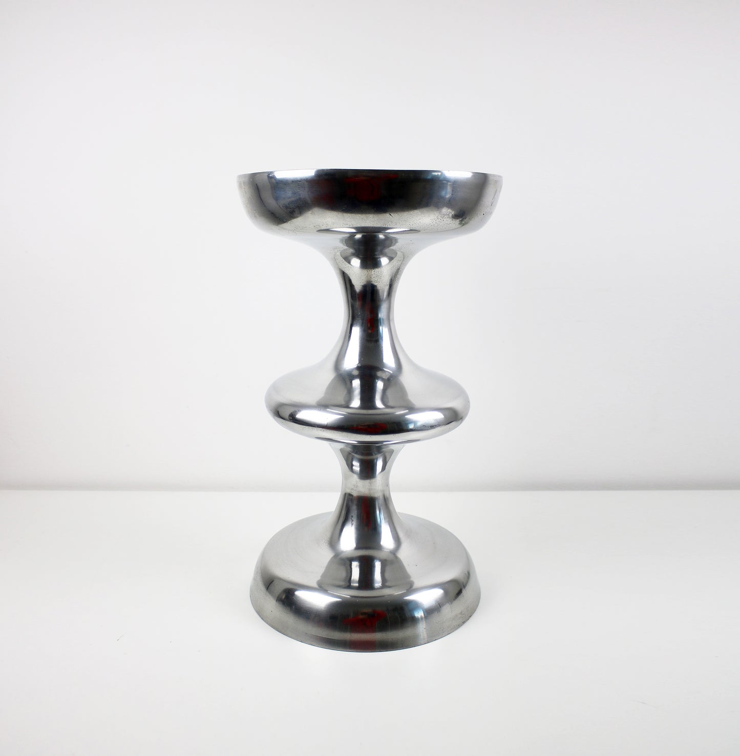 Preloved cast and polished aluminium side table /stool