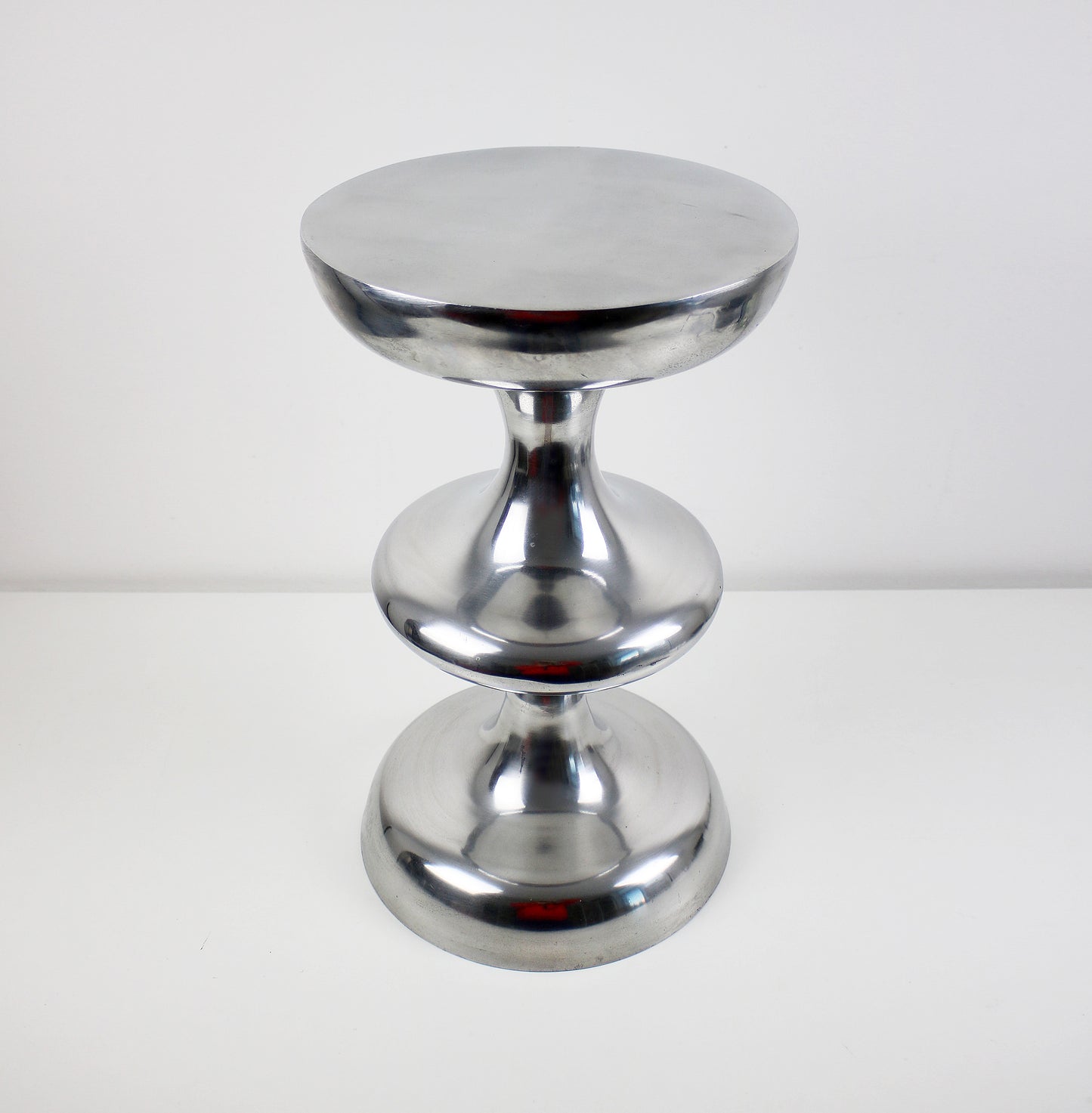 Preloved cast and polished aluminium side table /stool