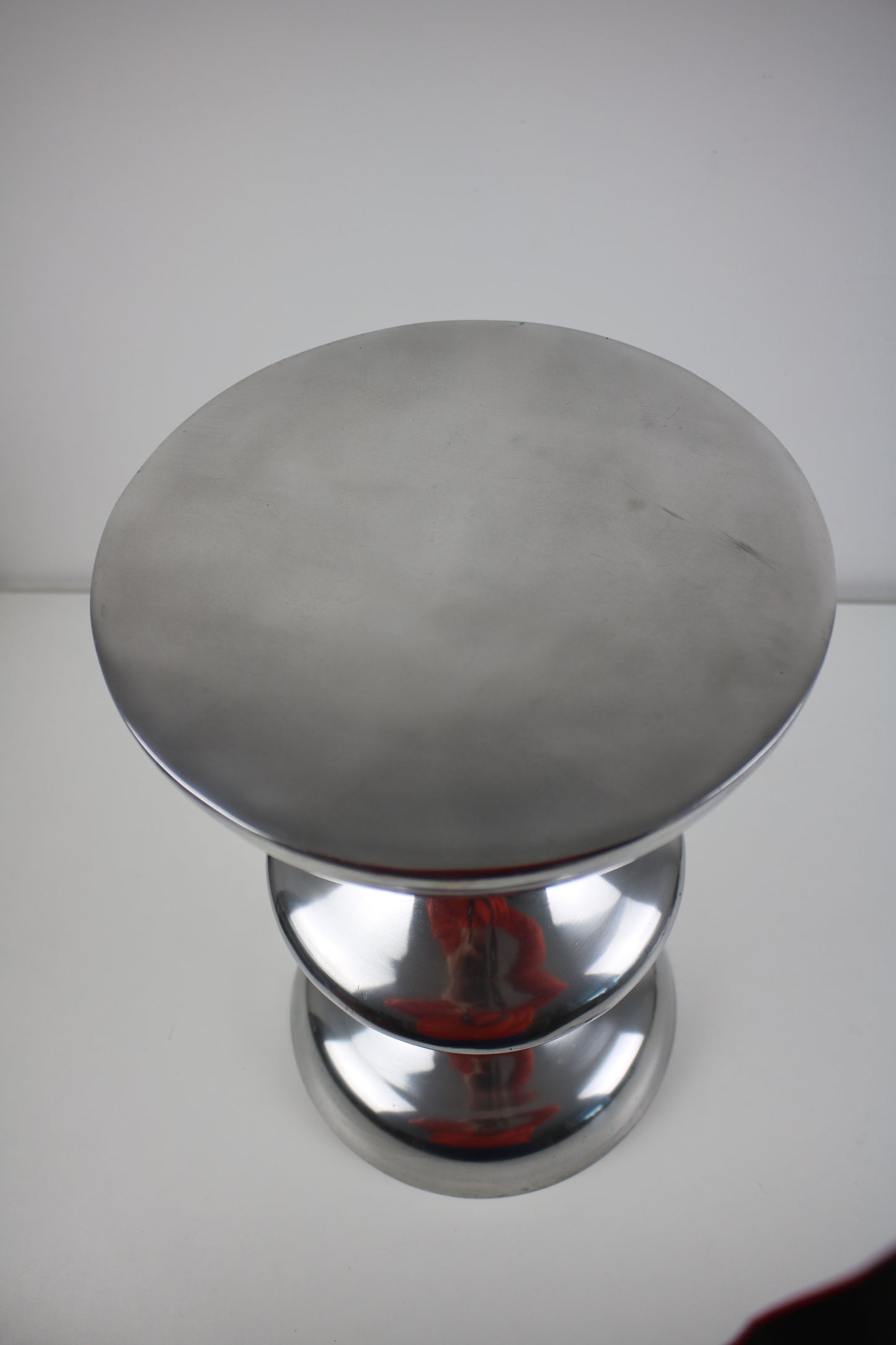 Preloved cast and polished aluminium side table /stool