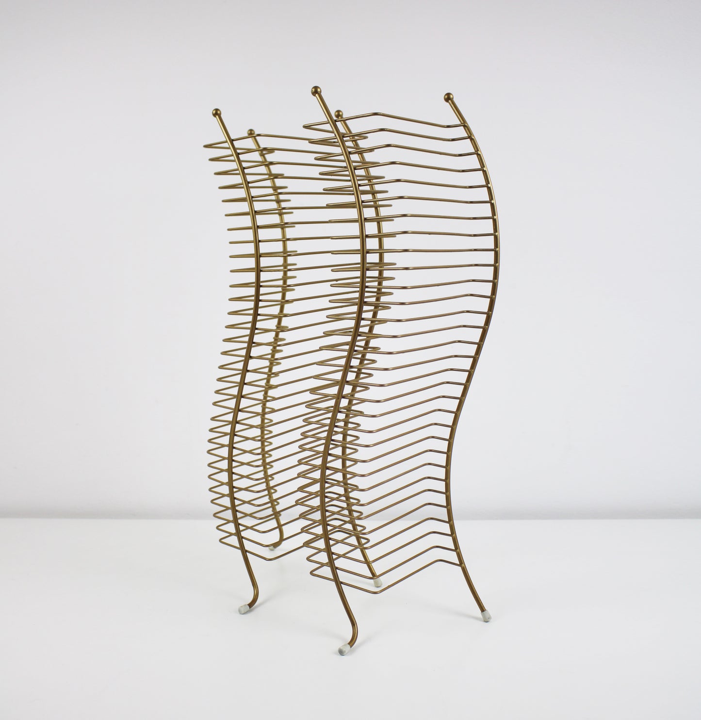 Postmodern gold finish wavy CD storage tower - 60 CDs
