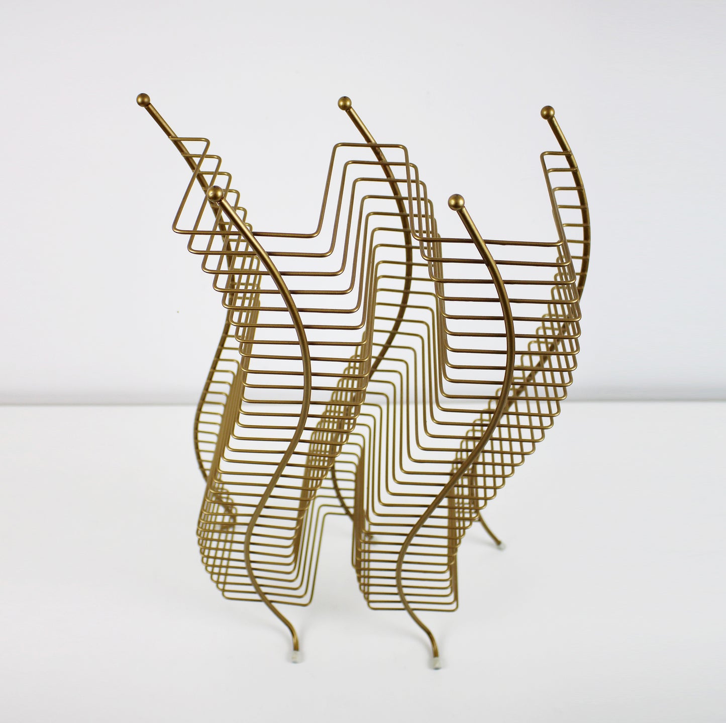 Postmodern gold finish wavy CD storage tower - 60 CDs