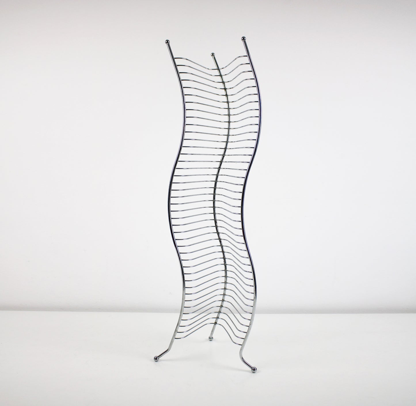 Postmodern wavy chrome CD tower - 40 CDs. Preloved 1980s / 90s
