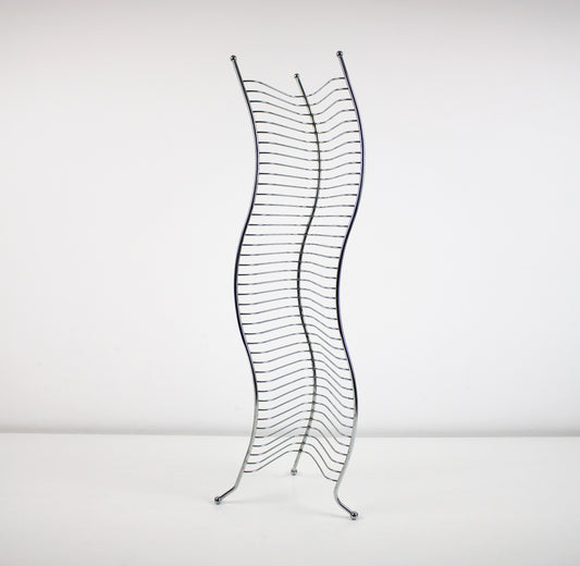 Postmodern wavy chrome CD tower - 40 CDs. Preloved 1980s / 90s
