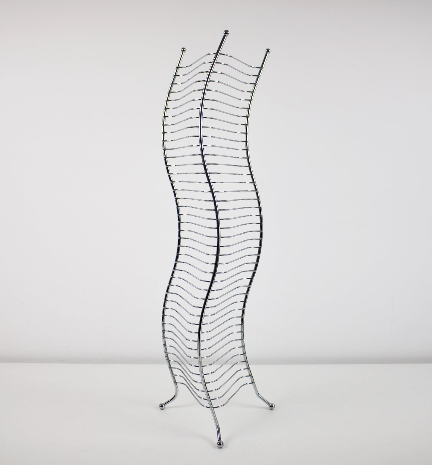 Postmodern wavy chrome CD tower - 40 CDs. Preloved 1980s / 90s