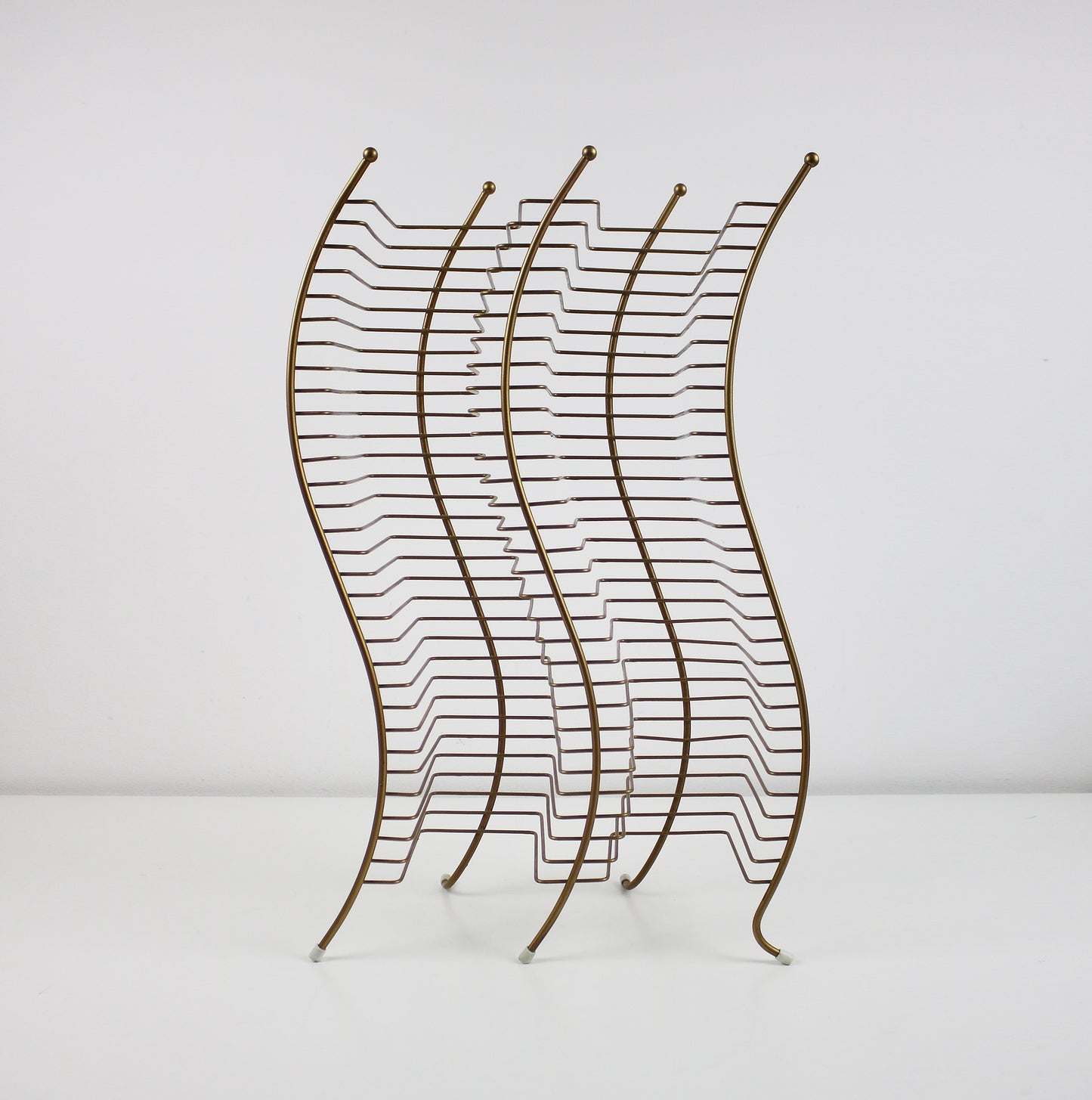 Postmodern gold finish wavy CD storage tower - 60 CDs