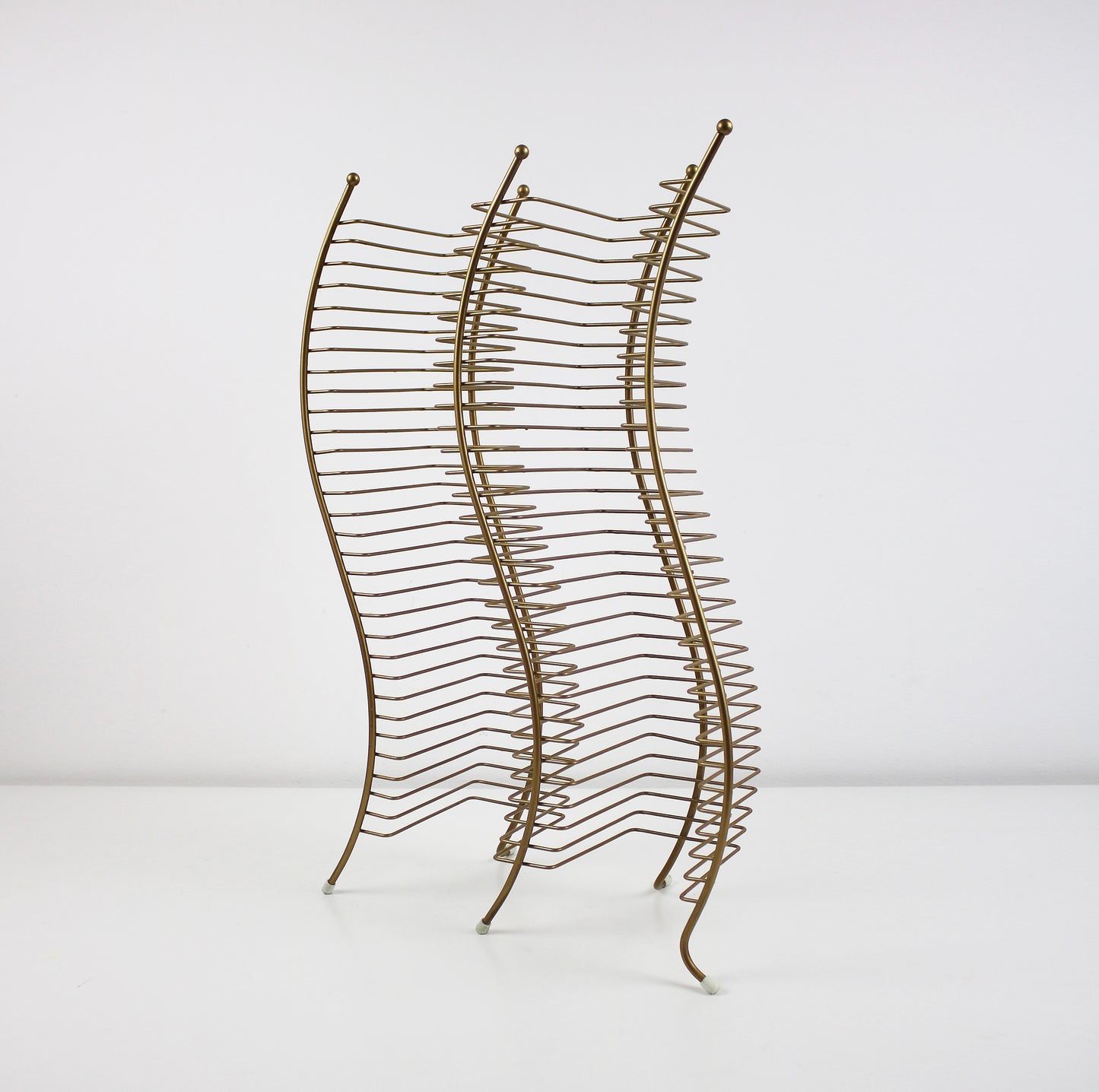 Postmodern gold finish wavy CD storage tower - 60 CDs