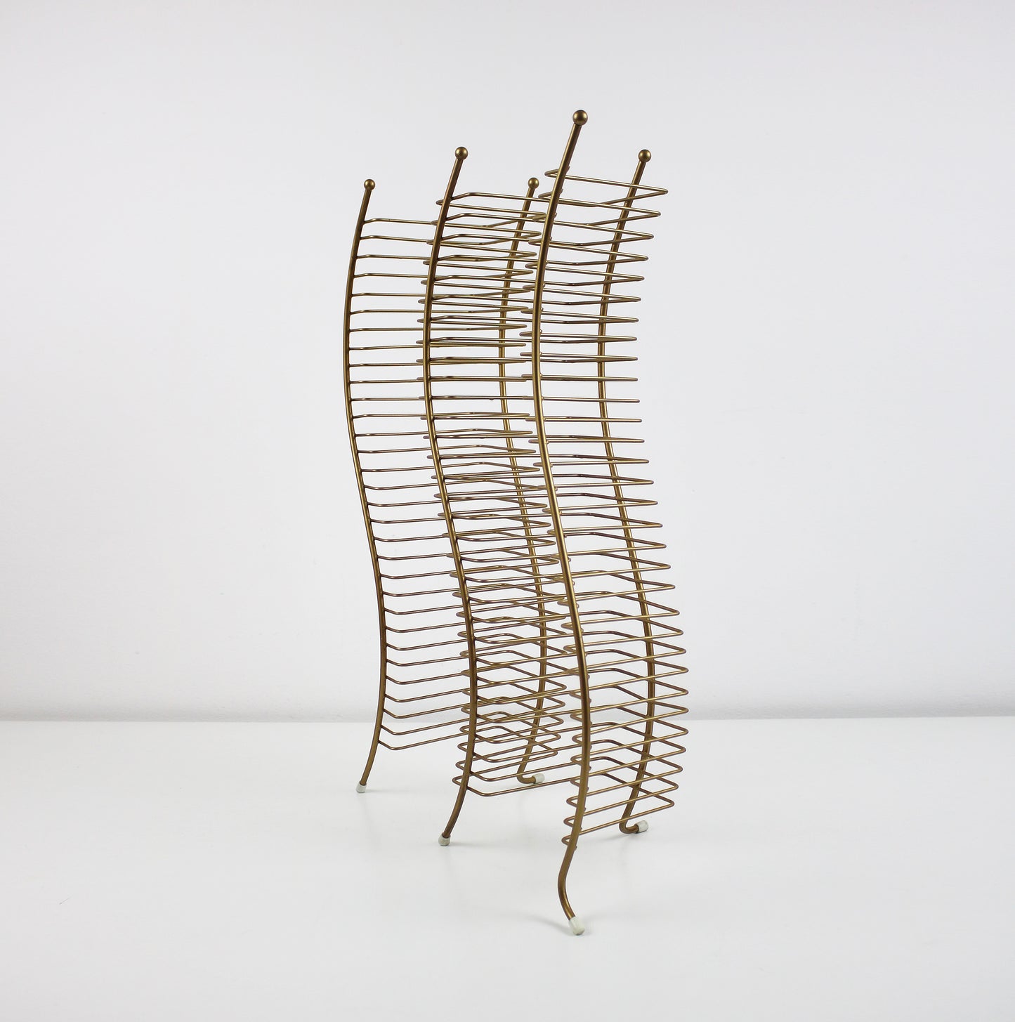 Postmodern gold finish wavy CD storage tower - 60 CDs