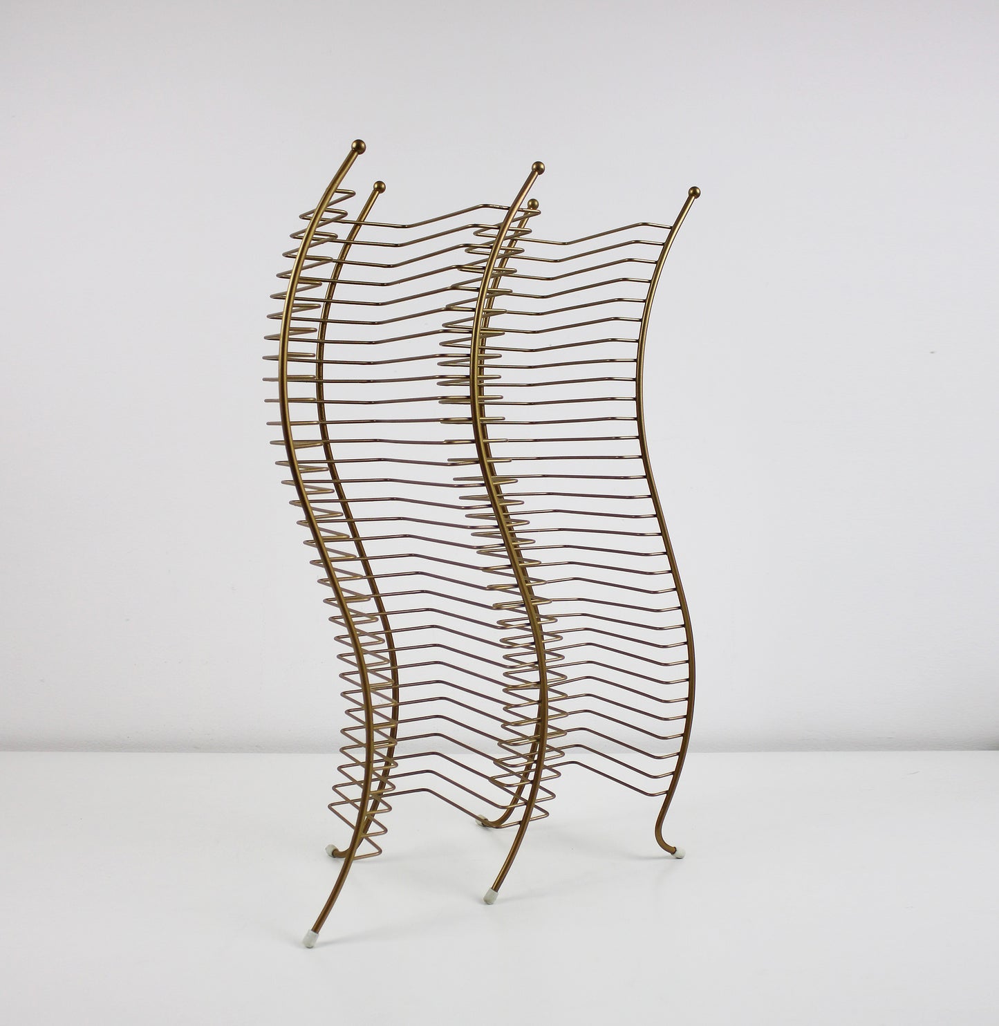 Postmodern gold finish wavy CD storage tower - 60 CDs