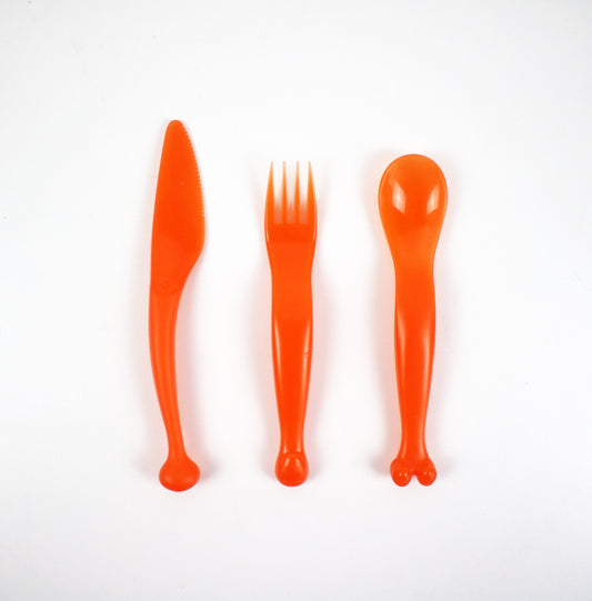 Rare TRIO of 2009 plastic cutlery by IKEA Kalas postmodern / Y2K alien design