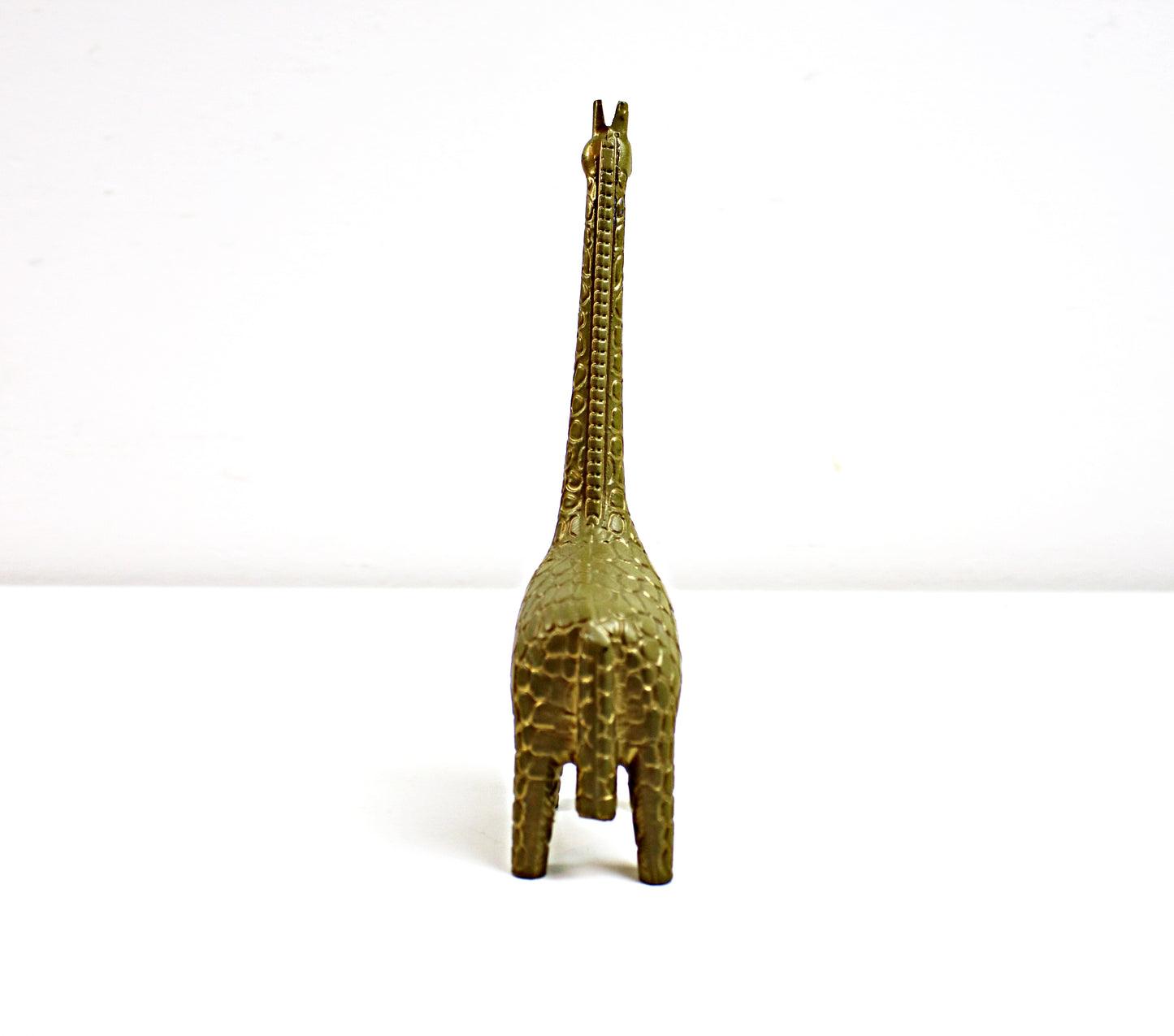 Preloved retro metal giraffe ornaments - tall orange or small bronze available