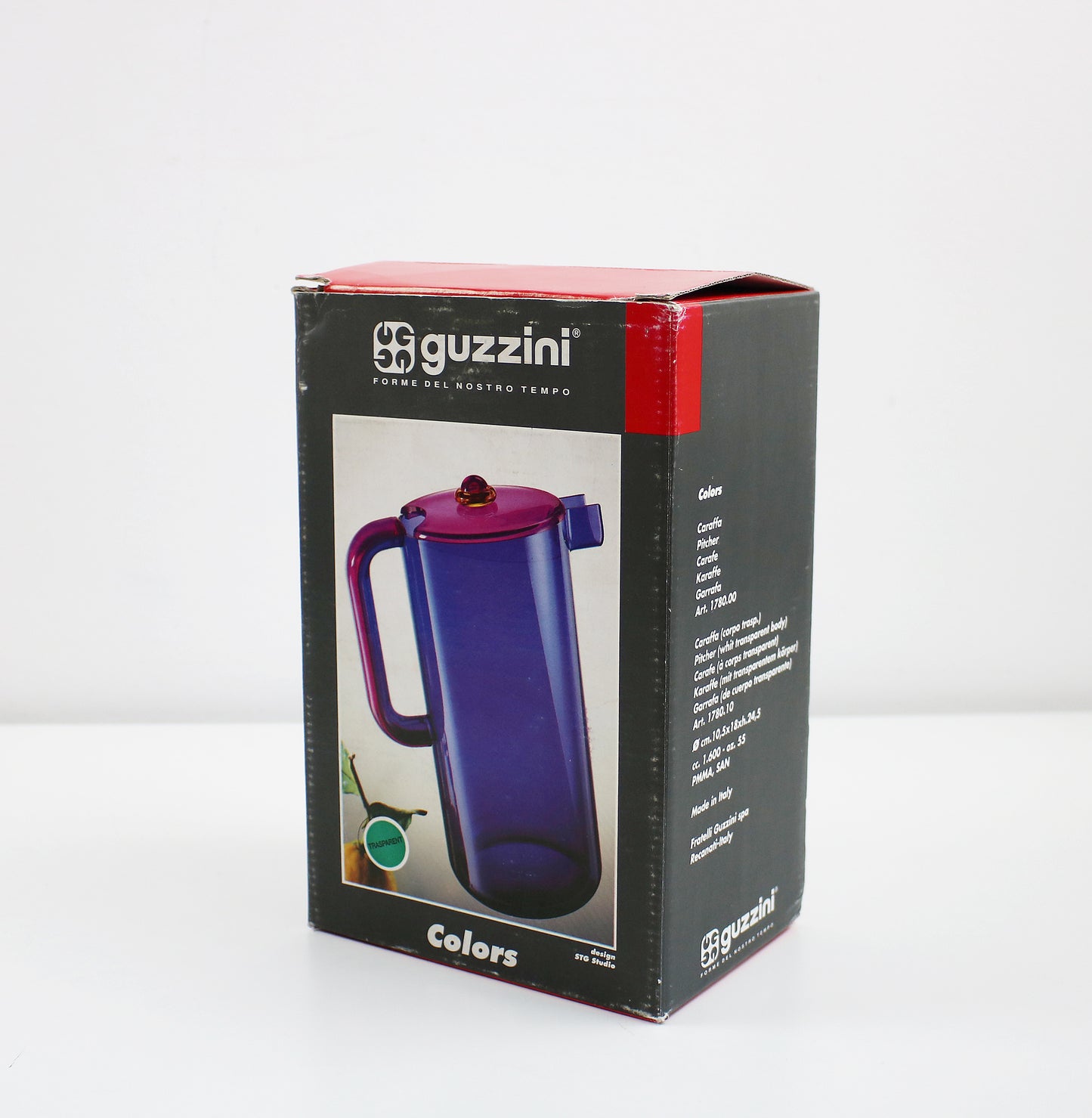 Memphis inspired Italian water jug - Colors acrylic range by Guzzini Italy