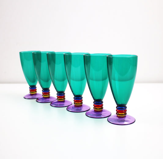 Individual 1990s acrylic stemmed tumbler by Guzzini Italy - postmodern design -unused stock