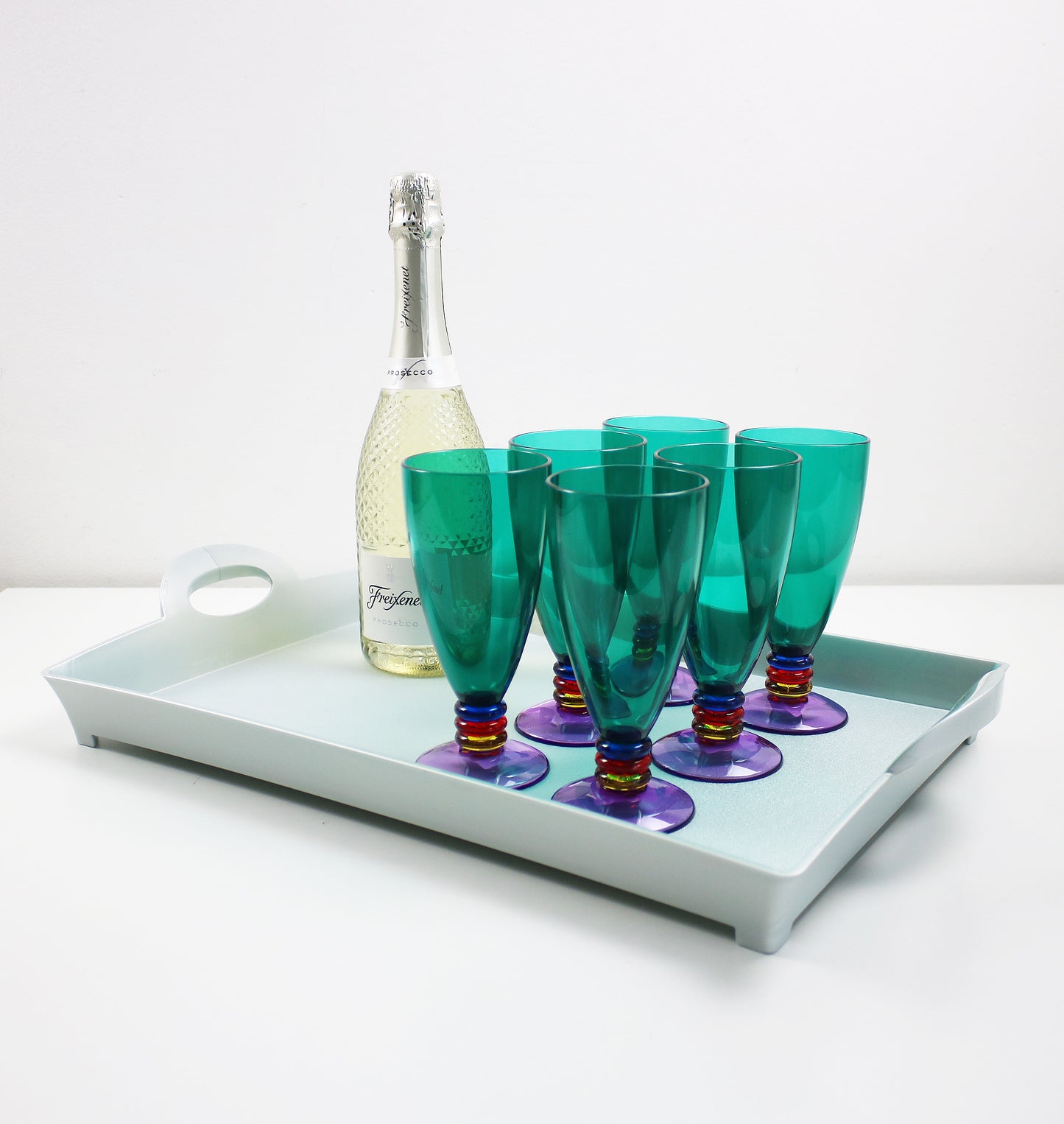 Individual 1990s acrylic stemmed tumbler by Guzzini Italy - postmodern design -unused stock