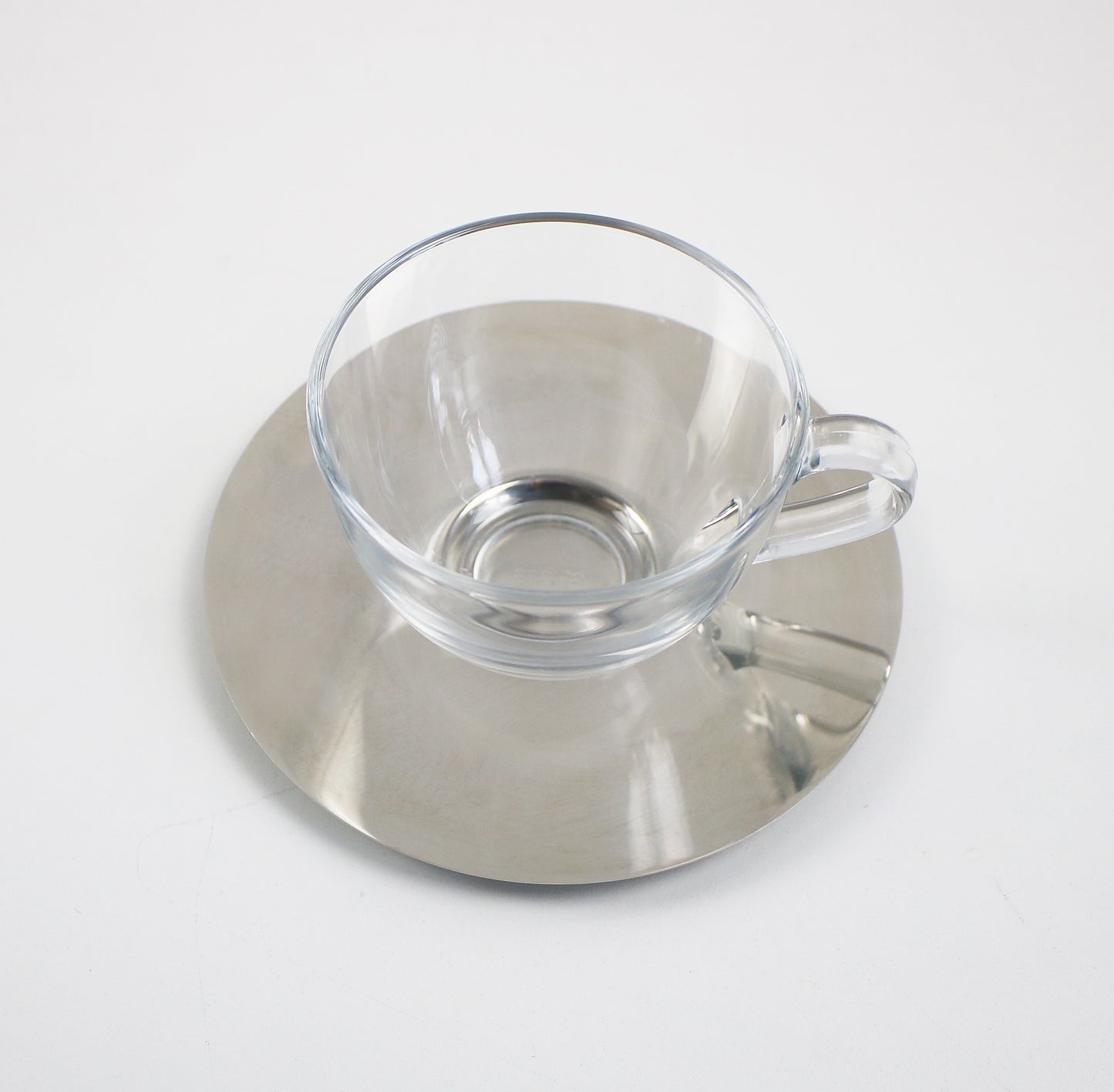 Set of 6 preloved Bodum glass teacups large coffee cups with stainless steel saucers