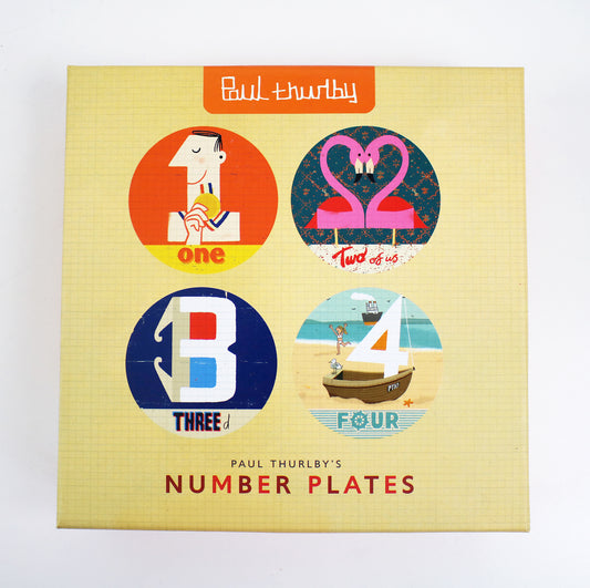 Paul Thurlby Number Plates - set of 4. Retired and unused in original box 2013
