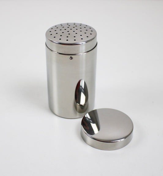 Small sugar / cocoa shaker by Carlo Alessi 1952 design. Retired re-issue unused