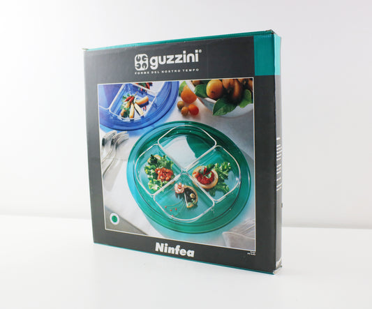 1990s Italian hors d'oeuvres serving tray in clear and clear emerald green lucite by Guzzini - Ninfea range