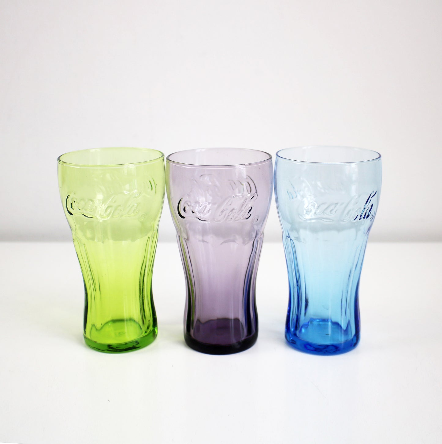 Preloved McDonalds colourful Coca Cola drinking glasses - set of 6