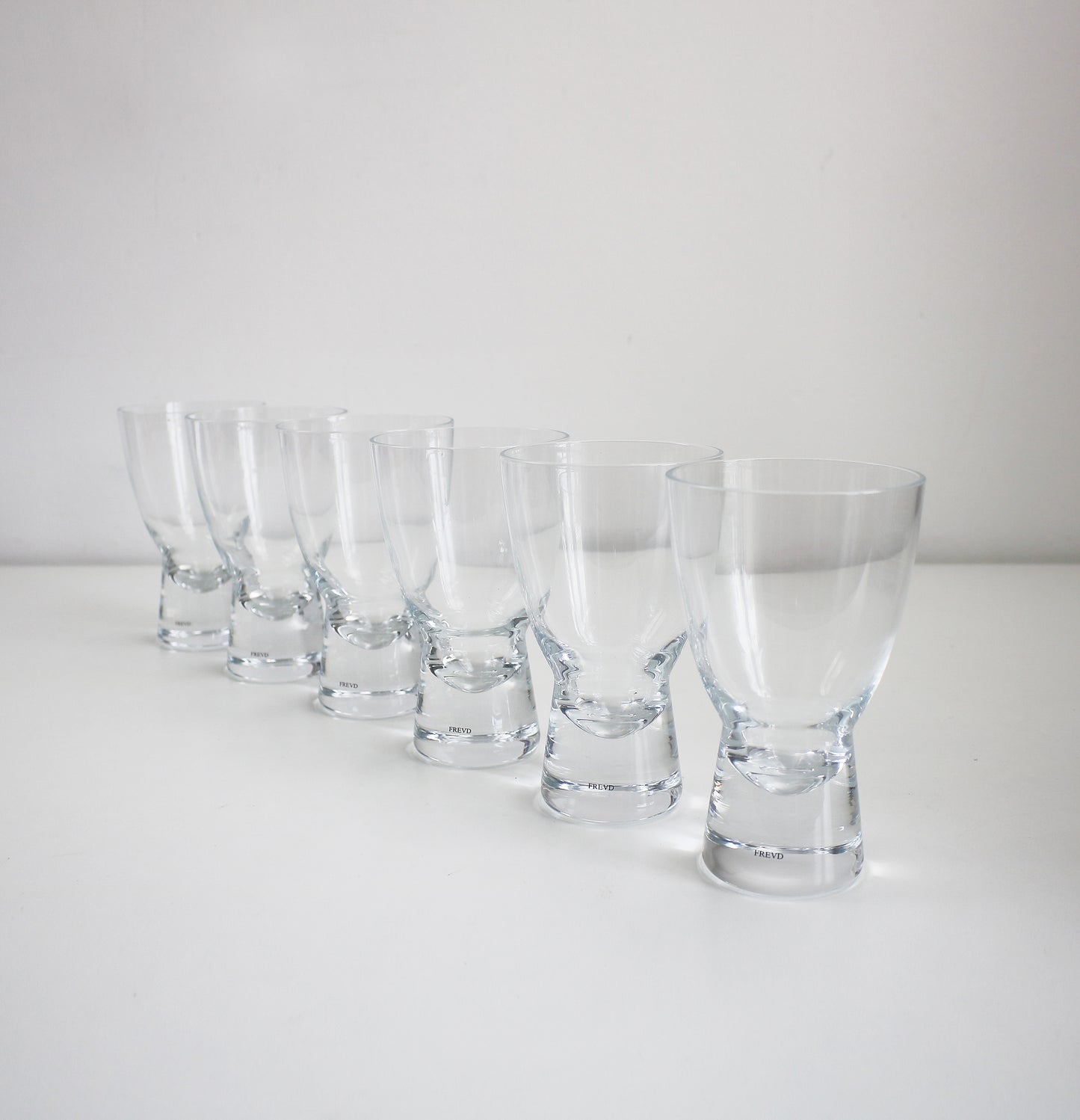 Rare Telstar red wine glasses by Freuds of London - set of six unused