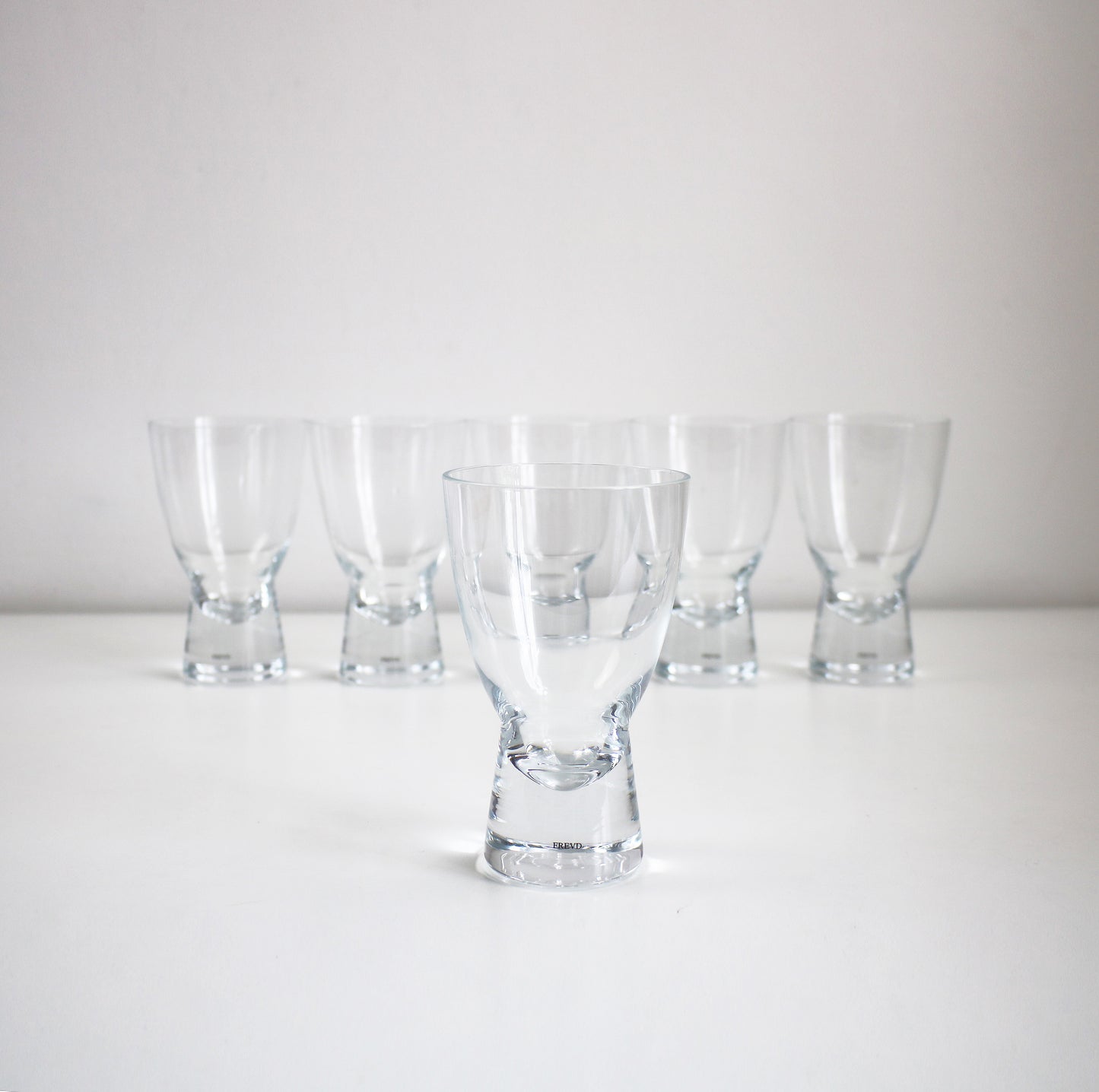 Rare Telstar red wine glasses by Freuds of London - set of six unused