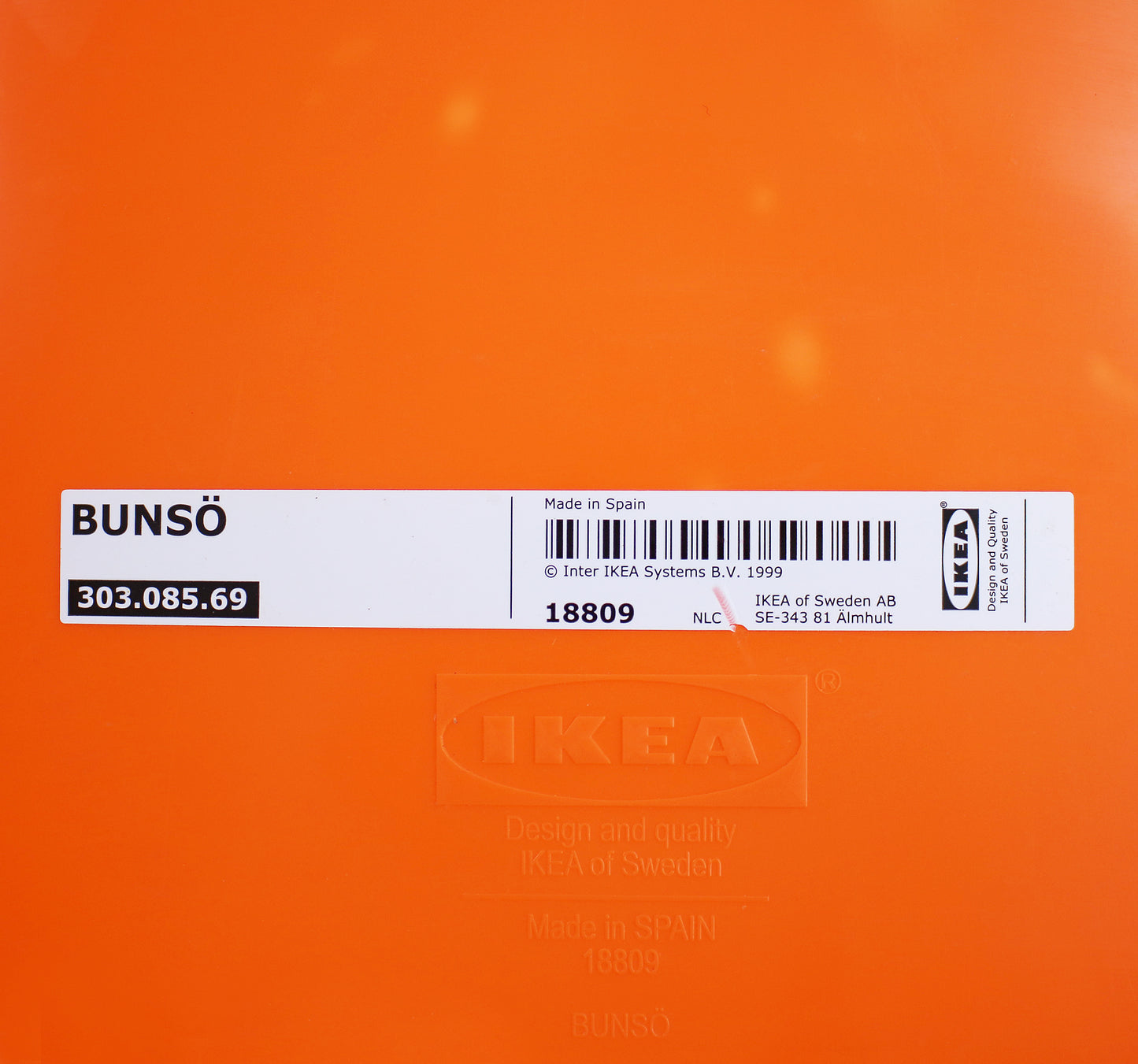 Thomas Sandell for IKEA retired BUNSÖ child's chair - orange 2015