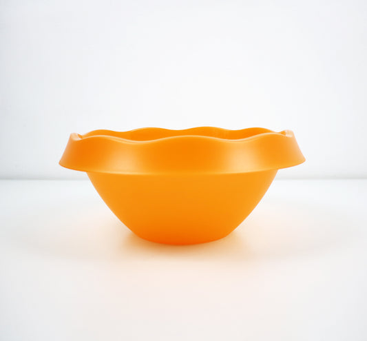 1990s post modern acrylic serving bowl in Satinato Orange - Lollipop range by Guzzini Italy. Unused stock